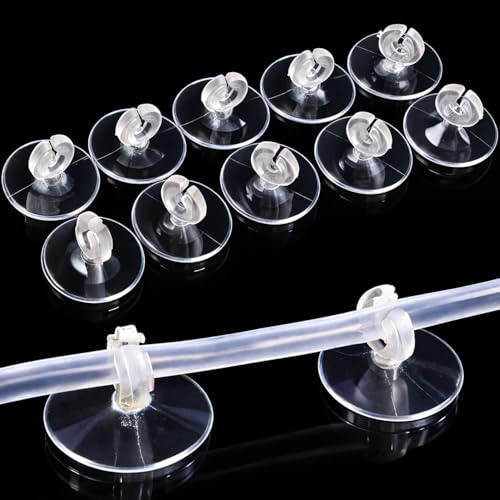 Image of VAYINATO Aquarium Airline Tubing Suction Cup Transparent, 10 Pcs - Fish Tank Air Hose Suction Cup Holder Connector - Aquaculture Aeration Setup Accessories by Petzlifeworld