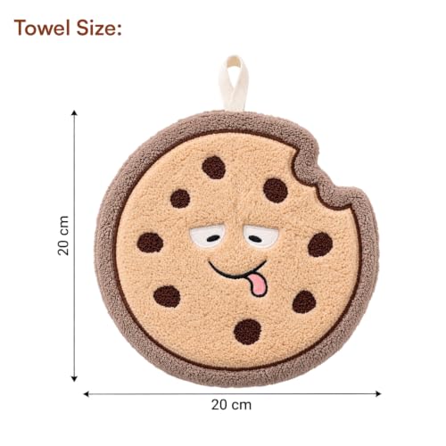 Image of House of Quirk Cokkie Shaped Hanging Towels Set of 2 | Soft Coral Fleece Kitchen & Bathroom Towels | Super Absorbent & Quick-Dry Decorative Cloths (Brown)