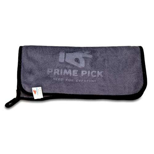 Image of PRIME PICK 500 GSM Microfiber Cleaning Cloth (35x85 cm) - Super Absorbent, Double-Sided Towel for Car, Bike & Auto Care Pack of 1 (Black)
