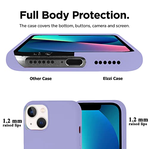 Image of VONZEE Microfiber Logo Cut Cover Compatible for iPhone 13 Case Cushion Liquid Soft Silicone Gel Rubber Phone Cases Non-Slip Full Body Protective Shockproof Back Cover 6.1 inch, Purple