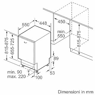 Bosch SPV4EMX17E Serie 4, Lavastoviglie Smart da incasso a scomparsa totale, 10 coperti, Cestelli personalizzabili, Motore EcoSilence Drive, Indicazione di funzione a pavimento, 45 cm.