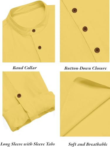 Image of Zombom Men's Solid Cotton Polyester Blend Casual Regular Fit Mandarin /Chinese Collor Full Sleeve Kurta Shirt for Men