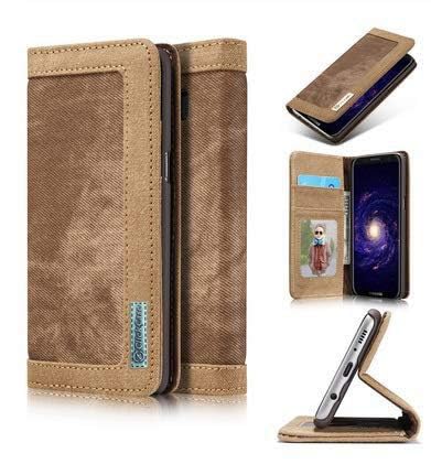 Image of ClickCase Iconic Series for Realme Narzo 20 pro Soft Canvas Denim Cloth Leather Wallet Flip Case Kick Stand with Magnetic Closure Flip Cover for Realme Narzo 20 pro (Beige Brown)