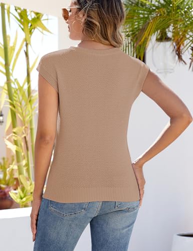 Image of CiCiBird Women Summer Cap Sleeve Sweaters Knit Crew Neck Pullover Tank Tops 2025 Casual Trendy Shirt