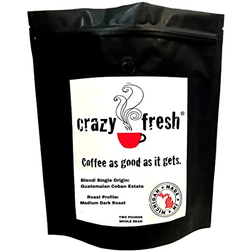 Crazy Fresh Whole Bean Coffee, Medium Dark Roast, 2 Lbs, Perfecting Coffee Since 1911, Guatemalan Premium Beans Roasted In Small Batches, Delivered Fresh #TOP5