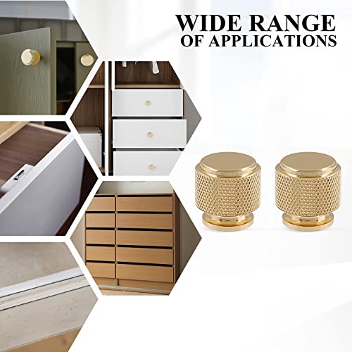 Kemcatui 6 Pcs Knurled Cabinet Knob, Gold Dresser Knobs Knurled Knob, Heavy Duty Aluminum Drawer Knobs With Screws, Modern Furniture Knobs Pull Handle For Dresser Cabinet(Top Width:1'' / 25.4Mm) #TOP6