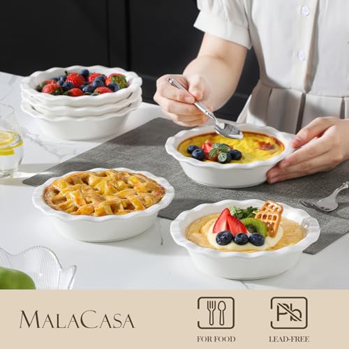 image for MALACASA Ceramic Mini Pie Pans Set of 6, 6 Inch Pie Plates for Baking 