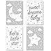 PREMYO Cuadros Infantiles para Habitación Niña Niños - Láminas Decorativas para Enmarcar 4 Póster Luna Estrella Gris A4