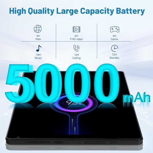 Ainmel Android Tablets, 10.36 Zoll Tablet, 10GB RAM 128GB ROM(1TB TF Expand), Octa Core, 1280 * 800 HD, 5G WiFi 6, BT 5.3, 5000mAh… – Ansicht 6