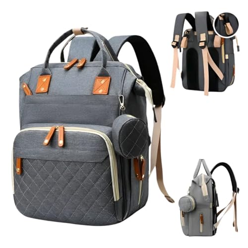 Bolsa Maternidade Mochila Impermeável com Bolsos para Mamadeira e porta Chupetas Multifuncional Espaçosa para a Mamãe e o Bebê (CINZA)