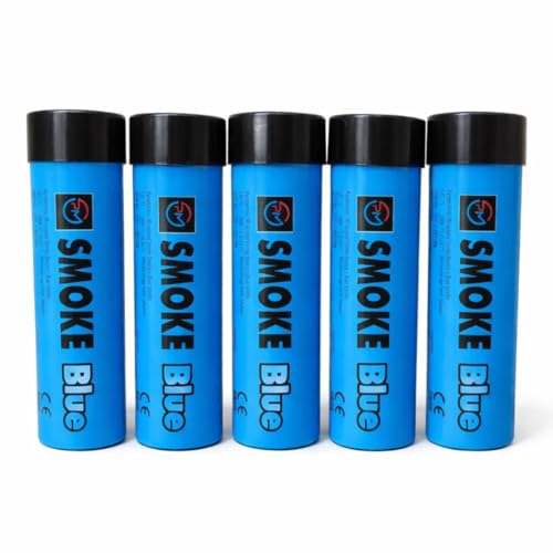 5-Pack Smoke Flares - 90 Second Handheld Wire Pull Smoke Flares By Encyrpted | Photography Gender Reveal & Events (Blue)