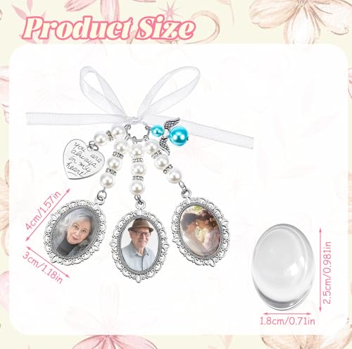 Wedding Bouquet Photo Charms Oval Bridal Bouquet Charm with 3 Picture Frame, You Are Always in My Heart DIY Picture Bride Memorial Charm for Wedding Memory2