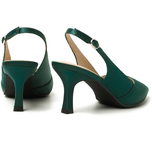 Image of Mostrin Kitten Heels for Women Slingback Pointed Closed Toe Heels Women's Pumps Shoes for Wedding, Party, Commuting