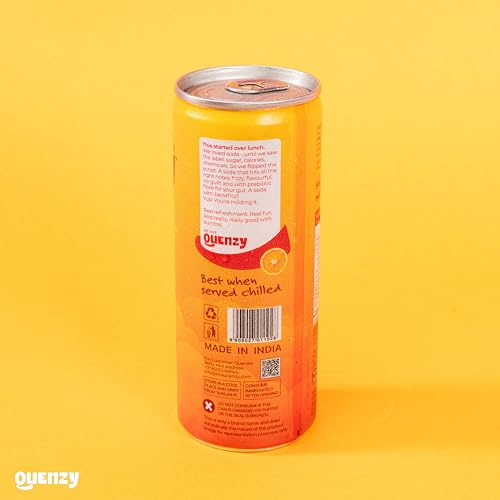 Image of Quenzy Prebiotic Soda - Orange Cream | 5g Prebiotic Fibre for Gut Health | Low Calorie Soda (<15 kcal) | No Added Sugar | Zero Preservatives | Healthy Sparkling Drink | Pack of 6 x 250ml