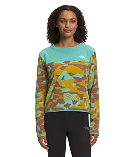 THE NORTH FACE Bedrucktes TKA Glacier Crew Damen Fleece, Wasabi/Wasabi Dazzle Camo Print, S