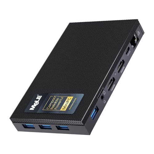 Image of MeLE Fanless Mini PC Quieter3Q 11th Gen N5100 8GB 256GB, Micro Computer WiFi 5 Small Desktop Service with USB-C PD, Gigabit Ethernet, Dual HDMI 4K, Auto Power on, PXE Support M.2 SSD