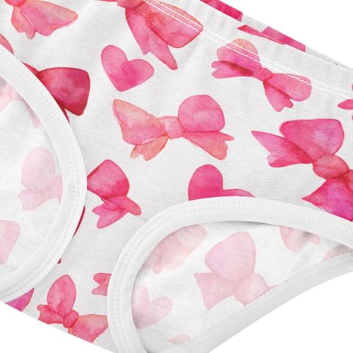 Wusikd Pink Bows Hearts Girls' Underwear Cotton Girls Briefs Soft Toddler Underwear 2T4