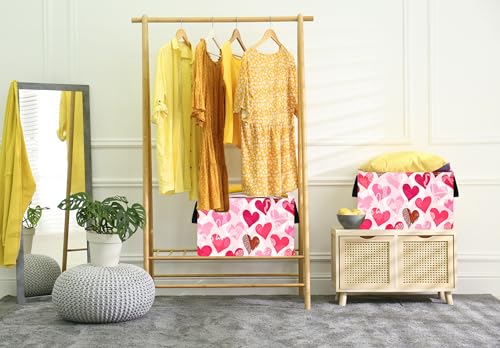 Image of Rectangle Gift Storage Basket Home Shelf Storage Basket Organizer Box Clothes Laundry Hamper Nursery Basket Laundry Basket with Handles (Big Heart)