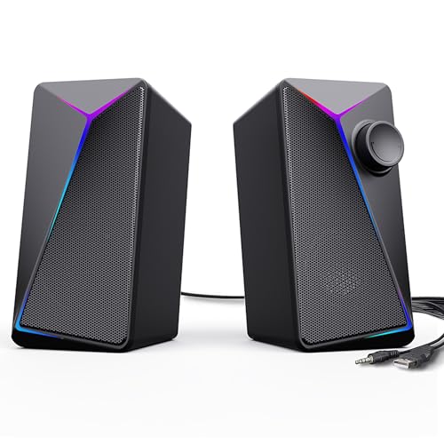 Image of ROSON Computer Speakers, Gaming PC Speakers with Enhanced Bass and Volume Control, Stereo 2.0 USB Powered 3.5mm Aux Multimedia Speakers for Laptop /Desktop /Tablets /Phone