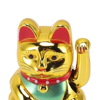Buy Solar Powered Maneki Neko Lucky Cat, Gold Waving Hand Fortune