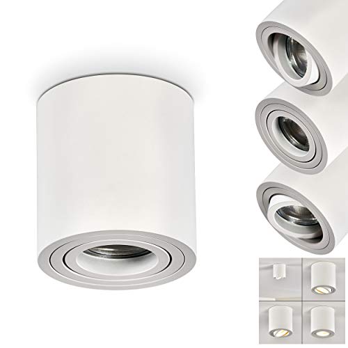 Lámpara de techo Barbuda blanco, 1 x GU10 max. 50 W, lámpara para el vestíbulo, dormitorio, sala de estar. El foco es ajustable, adecuado para bombillas LED Cover