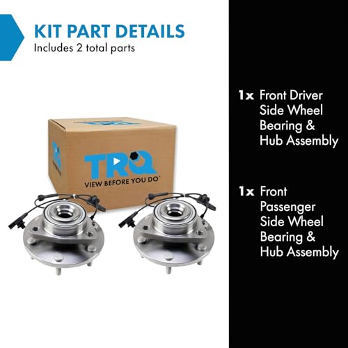 Image of TRQ Front Left and Right Wheel Bearing and Hub Assembly Set 2 Piece Compatible with 2017-2023 Nissan Titan 4WD