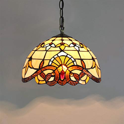 Lustre Tiffany suspendu en verre teinté plafonnier baroque rétro et créatif