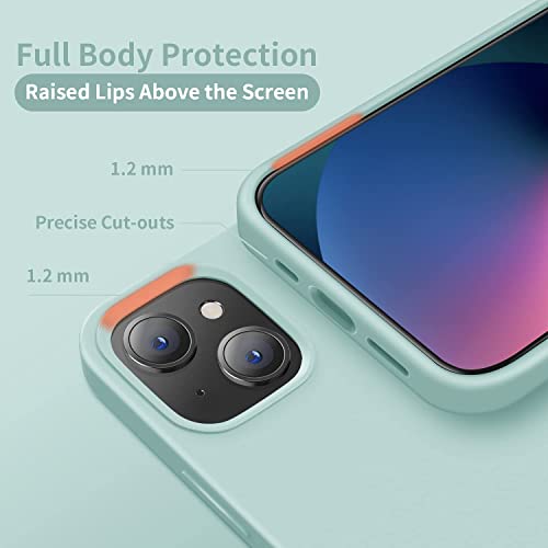 Image of Compatible with iPhone 14 Plus Silicone Case, Slim Shockproof Protective Cover, Drop Protection and Camera Protection, MagSafe Compatible, Soft Microfiber Lining Inside (Seafoam)