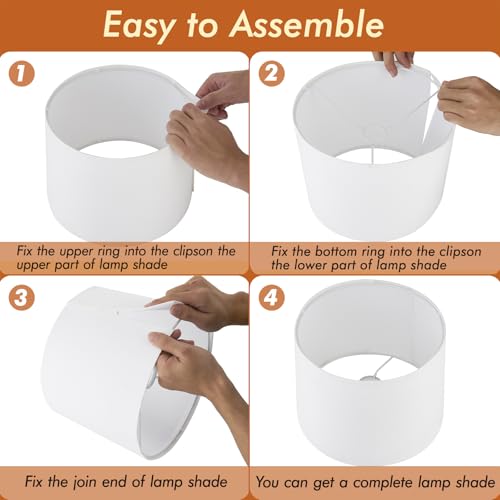Conjunto de 2 cortinas de lâmpada Uno, abajur de tambor 23 cm, parte superior x 25,4 cm inferior x 1