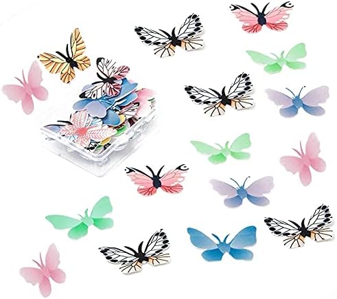 72pcs Edible Butterfly Cake Topper, Butterfly Cupcake Toppers, Colorful Wafer Paper Butterfly Cake Decorations for Wedding Birthday Baby Shower Party Supplies Food Decoration