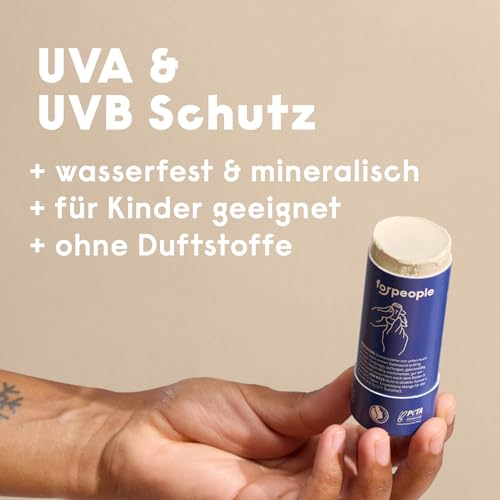 Foto von forpeople BIO Sonnencreme Stick LSF 50 · Wasserfeste Surf Sunscreen mit Zink · Mineralischer UV Filter · Für Kinder & Erwachsene · 100% natürlich · 40g