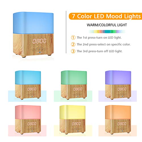 Alarm Clock Essential Oil Diffuser, Aromatherapy Diffuser With Bluetooth Speaker,Daroma 300Ml Scent Mist Fragrance Ultrasonic Room Humidifier,7 Color Mood Lights Home Office Gift Night Lamp,Light #TOP2