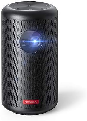 Anker Nebula Capsule Max, proyector de películas portátil Wi-Fi Mini de 200 lúmenes ANSI, parlante de 8 W, imagen de 100 pulgadas, tiempo de reproducción de vídeo de 4 horas, proyector para exteriores (renovado)