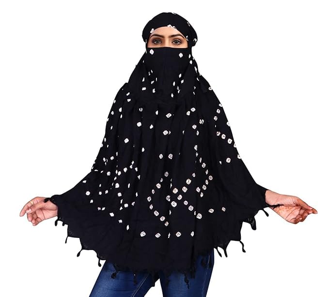 Scarf Cum Mask Scarves Usable for Vehicle Driver Design Fabric | Universal Size | Soft & Breathable Sun Protection | For Girl & Women Naqab Hijab Cotton Long Scarf-image-43