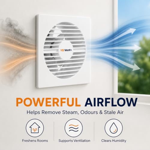 Image of 6 Inch White Exhaust Fan for Bathroom, Kitchen & Office | 150mm Adjust Fan