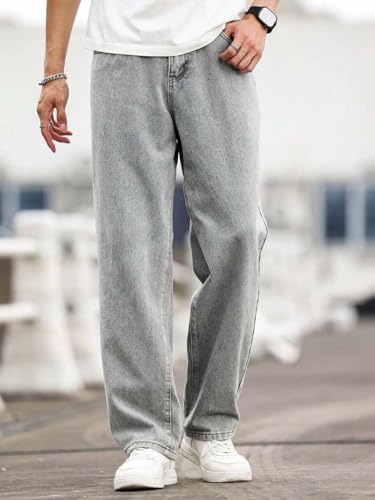 Image of KOTTY Mens Solid|Mid Rise| Coin Pocket|Button|Ankle Length|Loose Fit|5 Pocket Jeans for Mens
