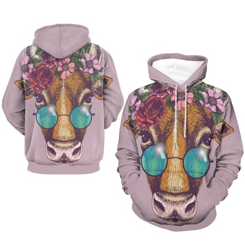 Sweat à capuche fleur de vache UMENG pull unisexe manche longue - 7