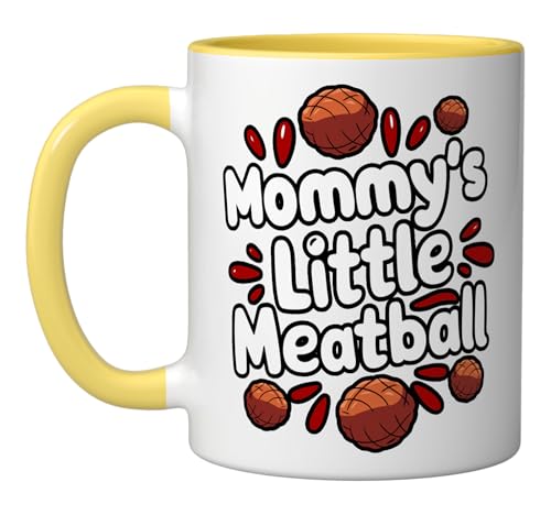 Little Meatball Italy Food Cuisine Italian Meatball Ceramic Mug, Yellow/White