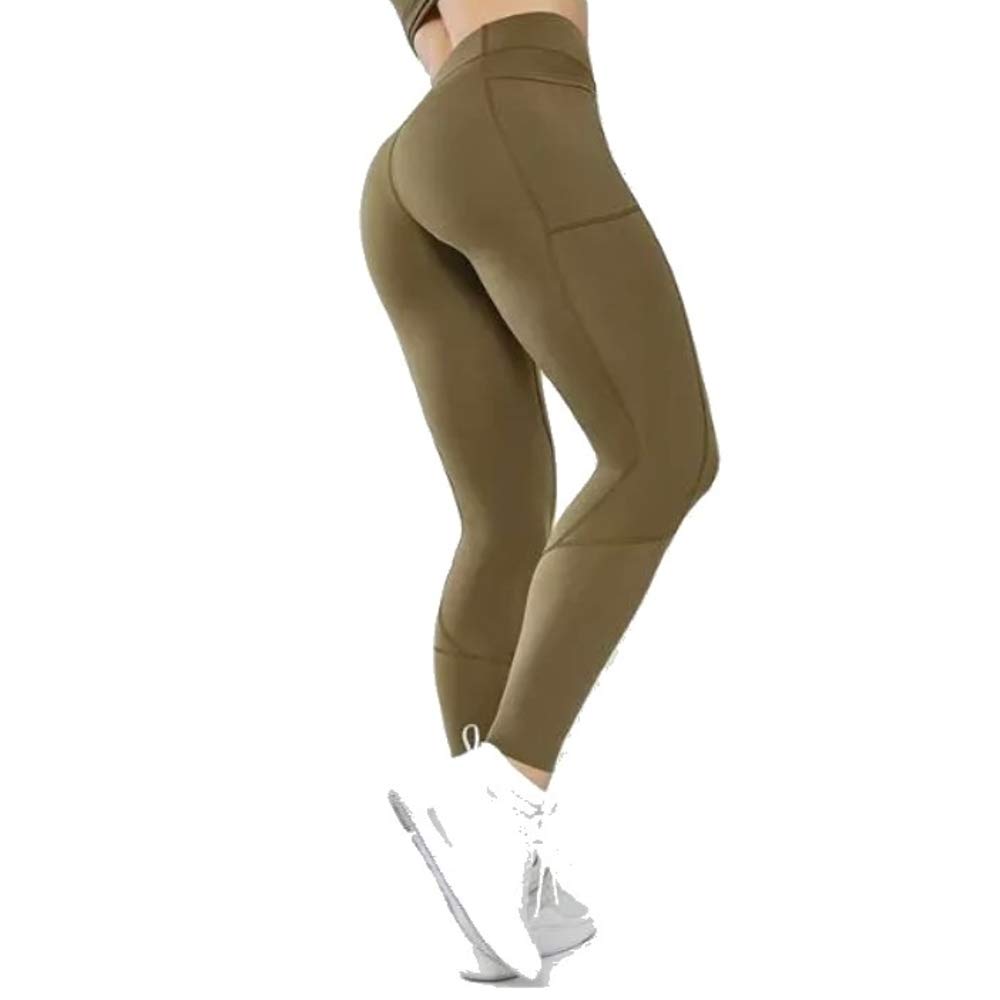 Hondufit High Waist Yoga Pants with Pockets, Tummy Control, Workout Pants for Women Yoga Leggings with Pockets (Small, Green)