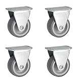 Dr.Luck 1.2' Top Plate Rigid TPR Rubber Caster, Fixed Top Plate Installed by M4 Screw, Smooth Quiet Sturdy Soft Rubber Wheel for Trolley, 128Lbs/58Kg Total Load Capacity Set of 4