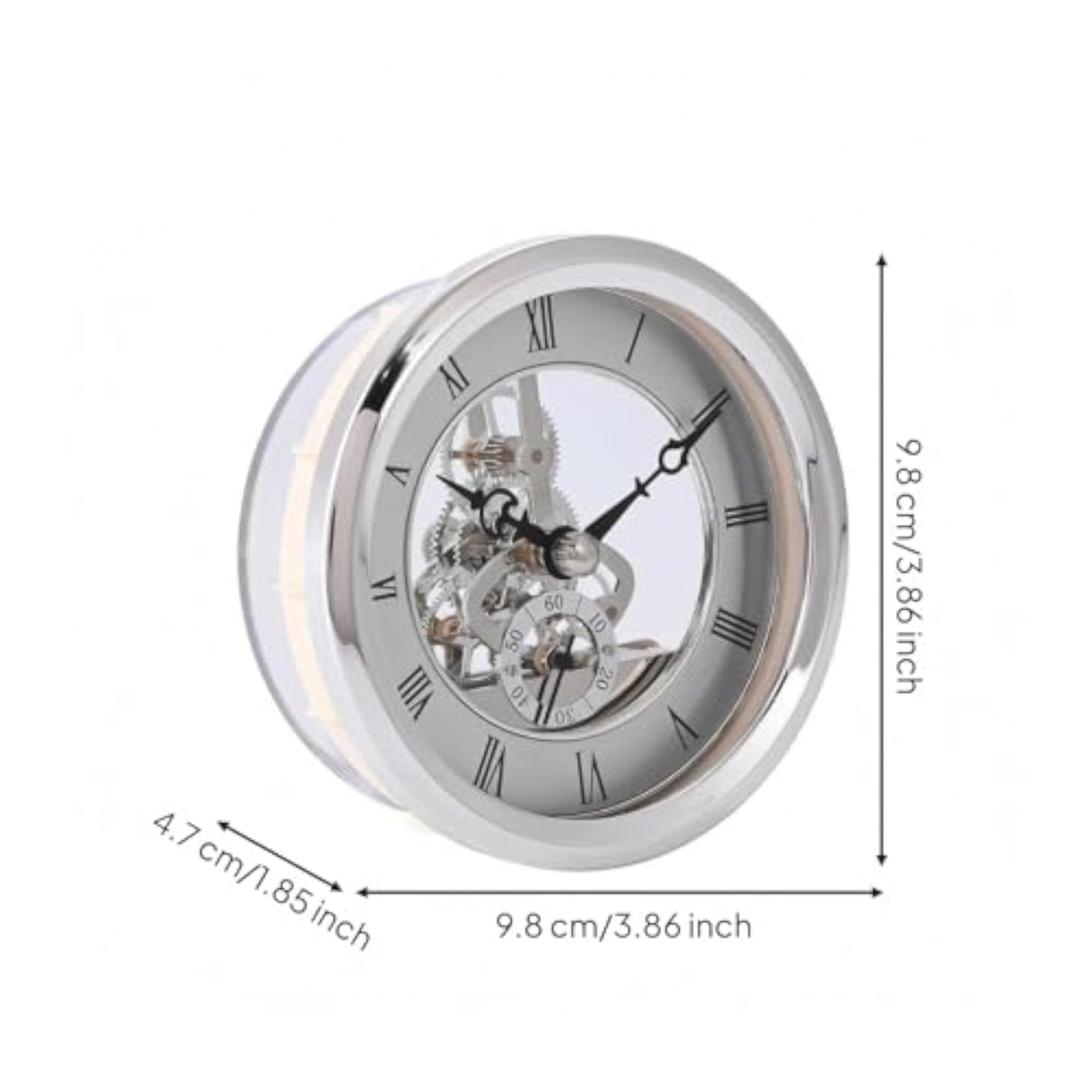 Mechanical Gears Round Timepiece Insert Metal-Look