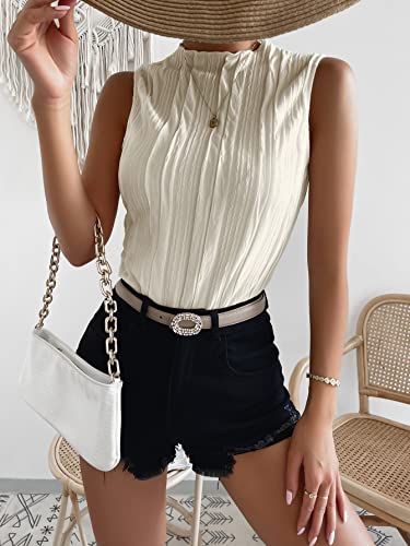 Verdusa Women's Sleeveless Mock Neck Textured Tank Top Corporate Business Office Outfits Trendy 20254