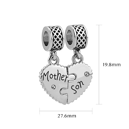 Image of Mother Daughter Charm Compatible with Pandora Charm Bracelets Family Matching Heart Pendant Gift Gold CZ Birthday Anniversary
