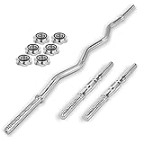 AboveGenius Standard EZ Curl Bar and Dumbbell Handle Set for 1-inch Weight Plates Includes a 47.3' Curl Bar and a Pair of 13.7' Dumbbell Bar