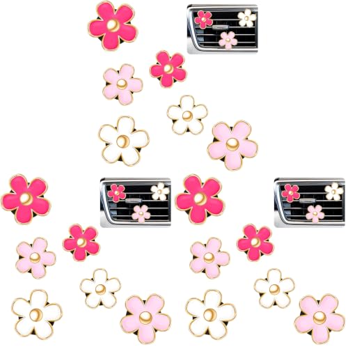 Image of Frienda 6 Pcs Daisy Flower Air Vent Clip Accessories Air Conditioning Outlet Clip Car Air Freshener Dashboard Accessories Charm Car Inter Decor(3 cm, 3.3 cm,Red, Pink, White) (Pack of 3)