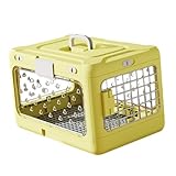 Bothyi Folding Puppy Crate Cat Travel Cage Heavy Duty Transparent Portable Dog Kennel Pet Carrier for Rabbit Puppy Small Dogs Kitten, Yellow