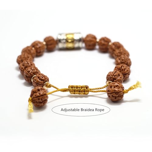 Handmade Adjustable Rudraksha Bracelet 5 Mukhi Rudraksha Mala bead（12mm）- Ideal for Meditation, Yoga, and Chanting | Perfect Gift Pack4