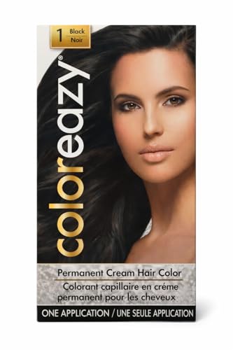 ColorEazy Permanent Cream Hair Color 1 Black - 3.47 oz,(De La Ritz)