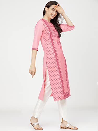 Image of Ketch Polyester Women's Regular Fit Printed Threeforth Sleeve Kurta