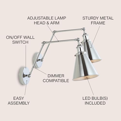 Image of JONATHAN Y Rover 1-Light Wall Sconce 7 inch, Chrome, Set of 2